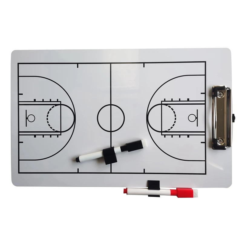 Pizarra de baloncesto de borrado en seco para entrenadores de 15 x 10.5  pulgadas, de doble cara, equipo de pizarra blanca incluye 2 marcadores de
