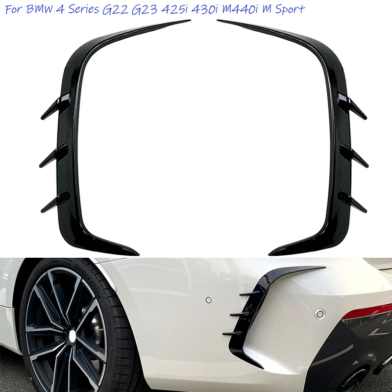 

Car Rear Bumper Splitter Spoiler Air Vent Cover Trim Stickers For BMW 4 Series G22 G23 425i 430i M440i M Sport 2017 2018 ~ 2020