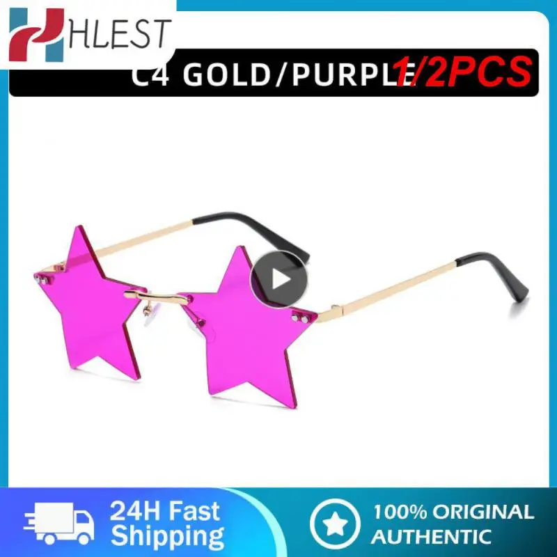 

1/2PCS Rimless Star Shape Sunglasses Trendy Sun Glasses Party Glasses Funny Pentagram Eyewear Christmas Decoration Eyeglasses