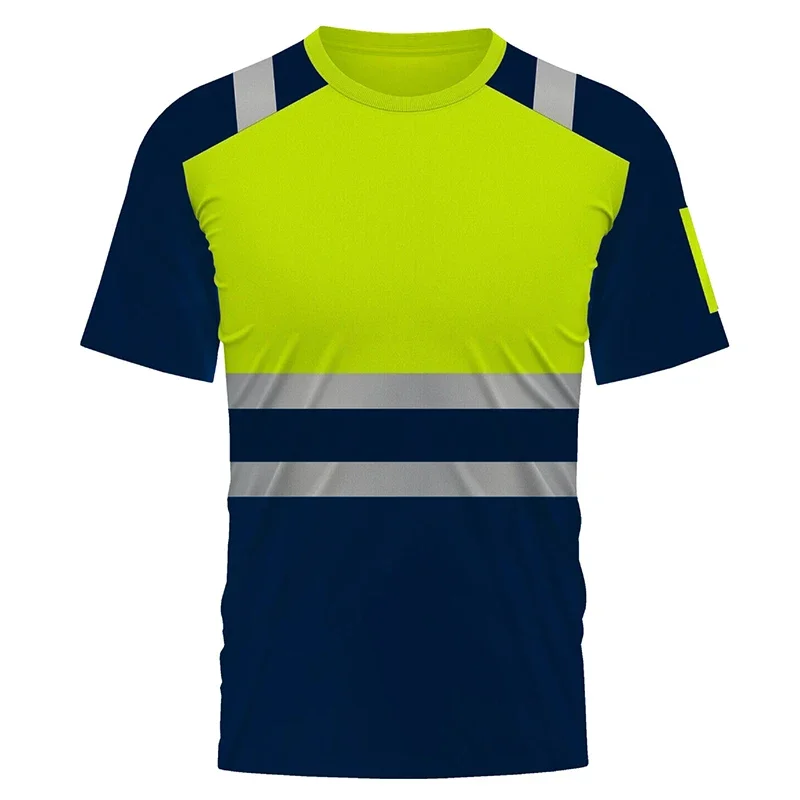 High Visibility Safety Work Shirts Summer Breathable Work T Shirt Reflective T-shirt Quick Dry Hi Vis Shirts Large 2xS-5XL