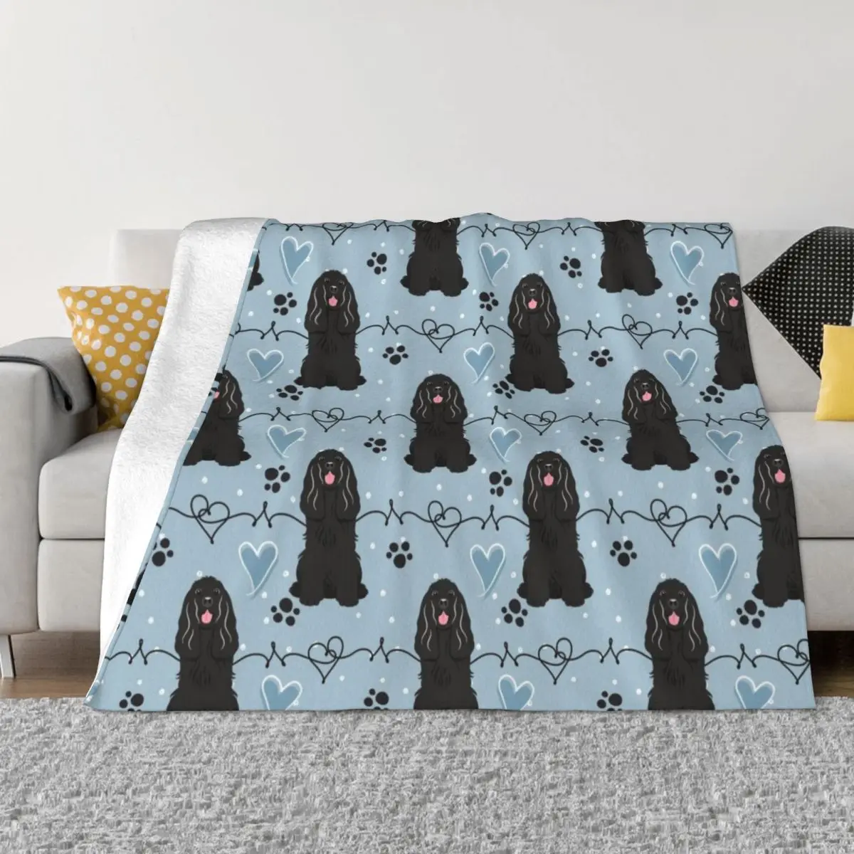 

Love Black Cocker Spaniel Throw Blanket heavy to sleep Beach Blankets