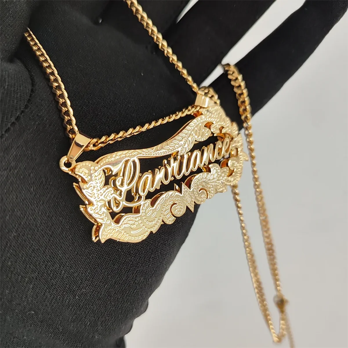 DHQH Anti Fading 3D Name Necklace Personalized Customization 18K Gold  Double Inscription Brand Necklace Stainless Steel Jewelry AliExpress