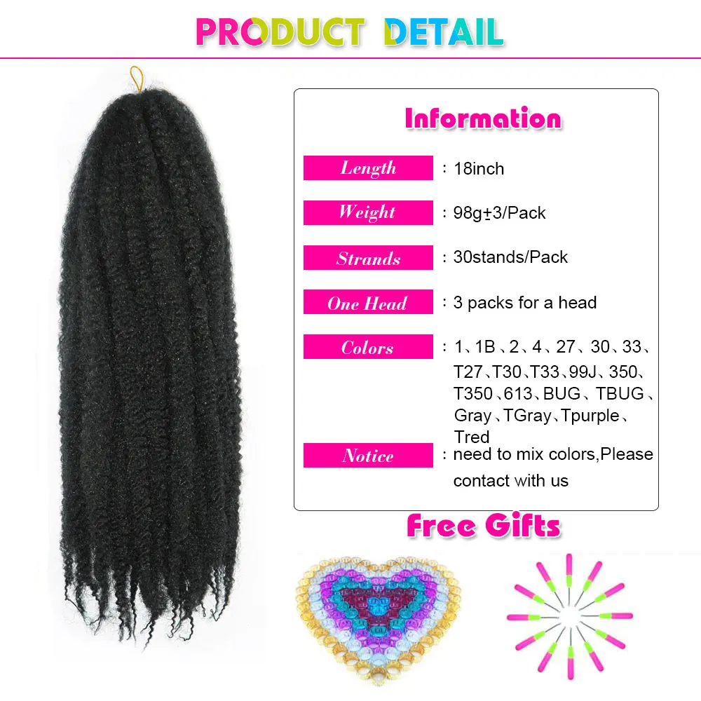 Alibaby Marley Hair for Twists 18 Inch Long Afro Kinky Marley Braids Hair Kanekalon Synthetic Crochet Braiding Hair Extensions 5