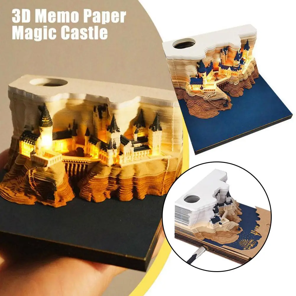 

Magic Castle 3D Notepad 2024 Calendar Memo Pad Block Notes Hary Design Note Paper Stationery Accessories Novelty Gift With Light