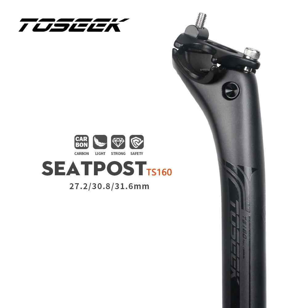TOSEEK 탄소 시트 포스트 27.2/30.8/31.6mm 매트 블랙 MTB/도로 자..