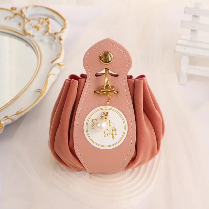 Luxury Flocked Leather Velvet Drawstring Candy Bags – Elegant Sachet Pouches for Christ... - SKU CFB01614 - UGI Packaging