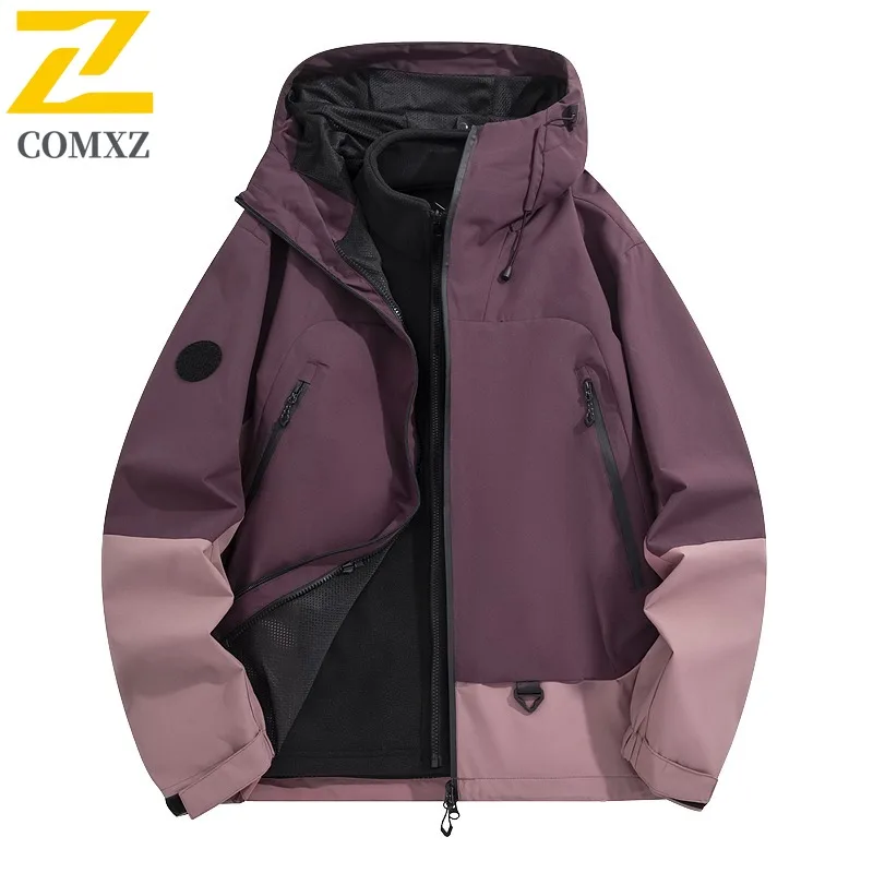 COMXZ Men Autumn New Jacket Premium Hooded Outdoor Adventure Wind Resistant Coat Cozy Stylish Travel Lightweight Jackets