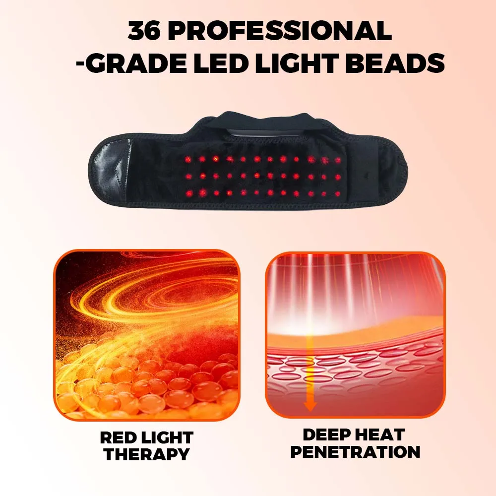 36pcs LED Beads 660&850nm Red Light Heating Belt Ankle Guard Band 3 Levels Heating and Vibration Ankle Wrap Foot Protection Tool