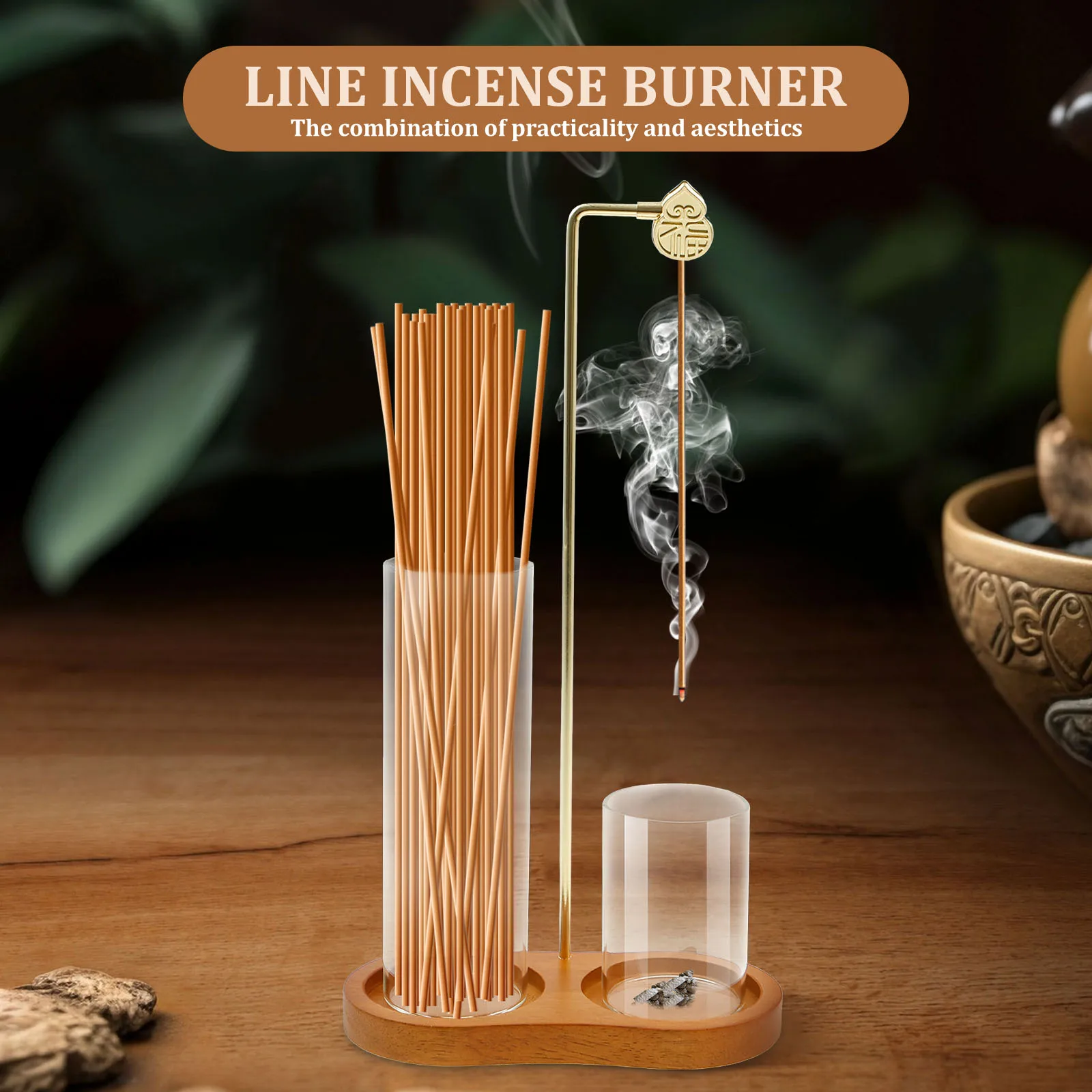2 In 1 Incense Holder for Sticks Anti-Ash Flying Incense Burne with Glass Ash Catcher and Sticks Organizer for Yoga Home Decor