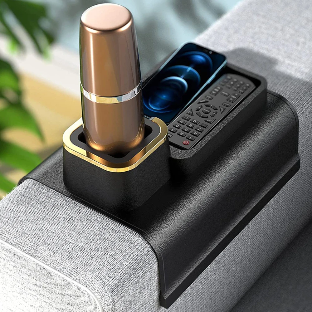 

Home Living Room Beautiful Large Capacity Anti-Spill, Anti-Slip Recliner Table Tray with Silicone Cup Holder - Perfect Couch Tra