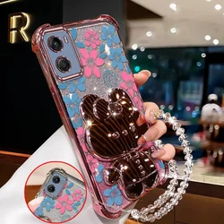 Blue Floral Phone Case Set - Includes Case, Lanyard, and Stand - Motorola Moto G06 (Pink)