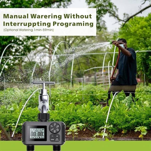 Automatic Irrigation Watering Timer LCD Display Irrigation Controller Programmable Sprinkler Rain Delay for Garden Lawn Pool 2