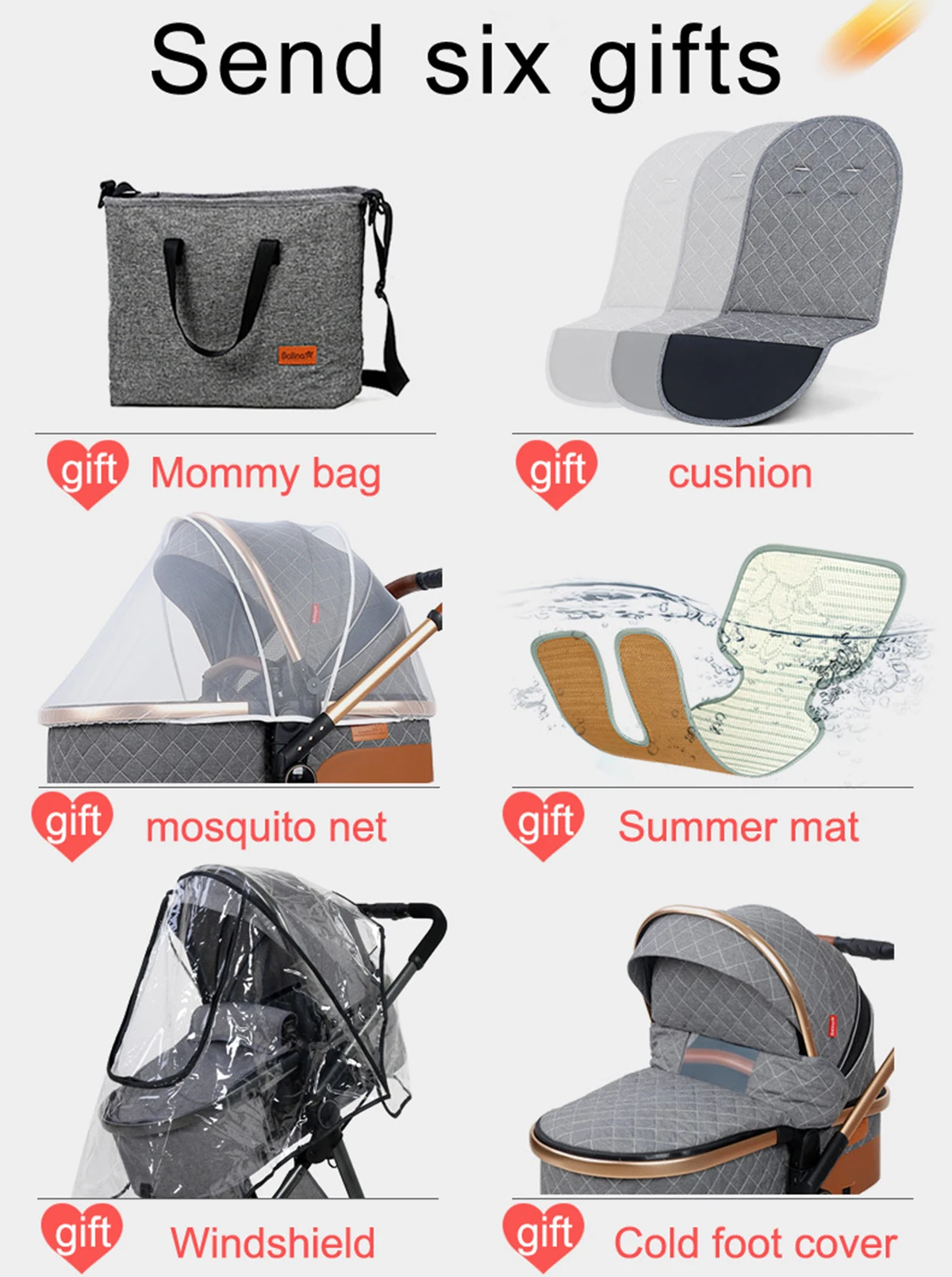 Baby Stroller 2 in 1 / 3 in 1 High Landscape Sit Lie Down Light Folding Shock Absorber Two-way Winter baby stroller