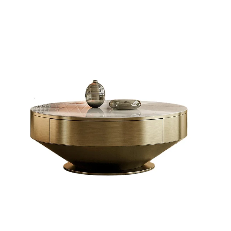 

YY Light Luxury Stone Plate Coffee Table Living Room Home Small Apartment round Size Combination