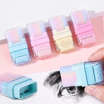 4 Pezzi Nuovi Gomme a Rullo Carine Kawaii con Design a Cartone Animato Hello Puppy, Pulizia Senza Sfondature, per la Scuola e Forniture di Cancelleria per Bambini