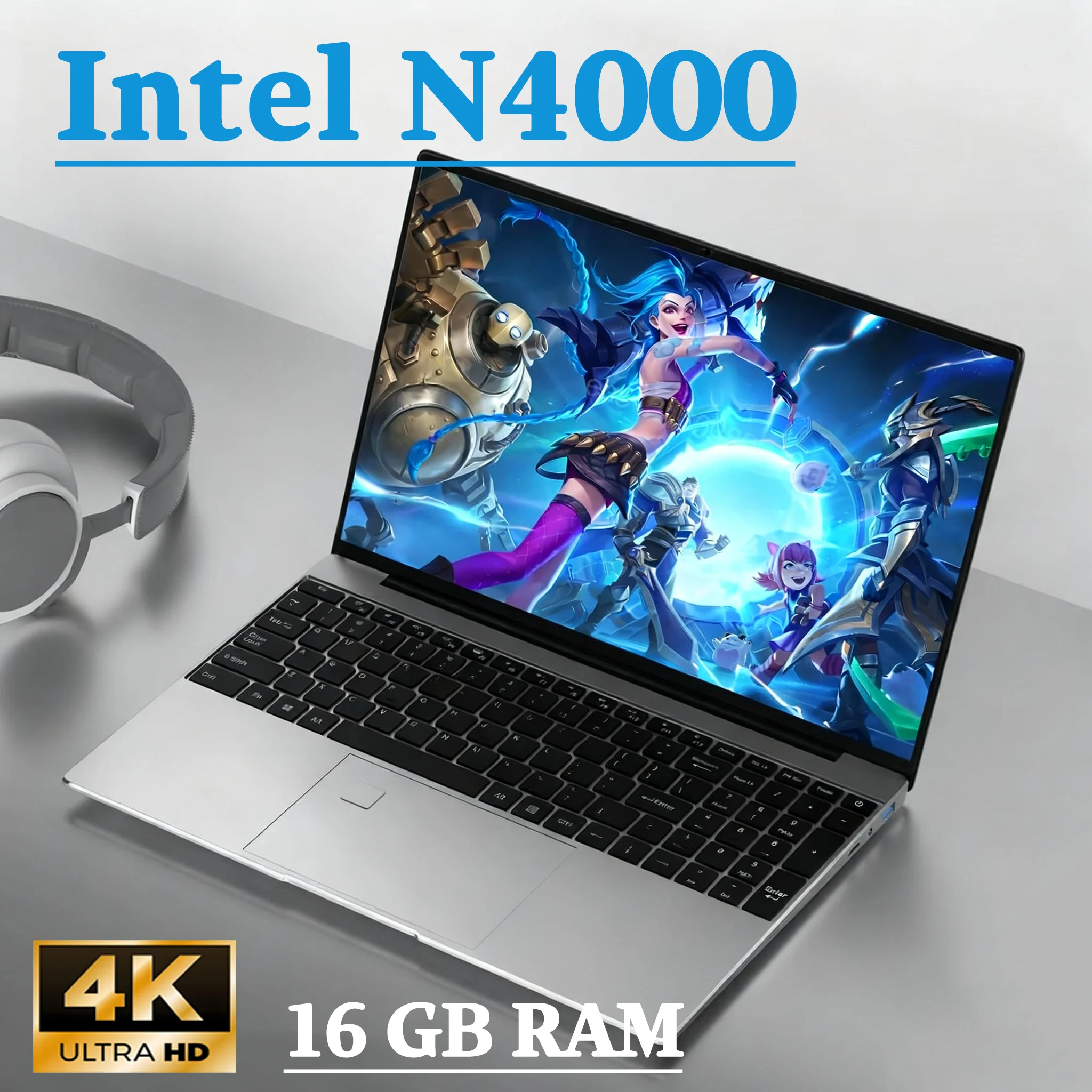 מחשב נייד בגודל 15.6 אינץ' עם מעבד Intel Core i7 8500Y / Intel N4000, מערכת הפעלה Windows 11 Pro, זיכרון RAM בנפח 16GB ודיסק SSD בנפח 1TB למשרד, גיימר, מחשב נייד ללימודים