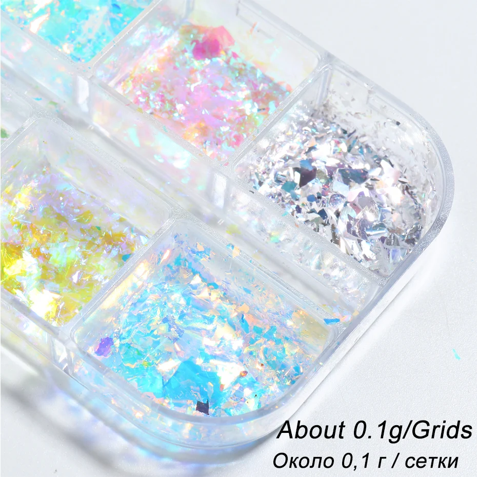 Aurora Iridescent Opal Nail Glitters Mermaid Chrome Powder Reflective Edelweiss Ice Snow Nails Flakes Gel Polish Decor Set SAXR nail powder gel nail polish nail glitter nail decoration nail decorations nail flakes nail powder set reflective powder