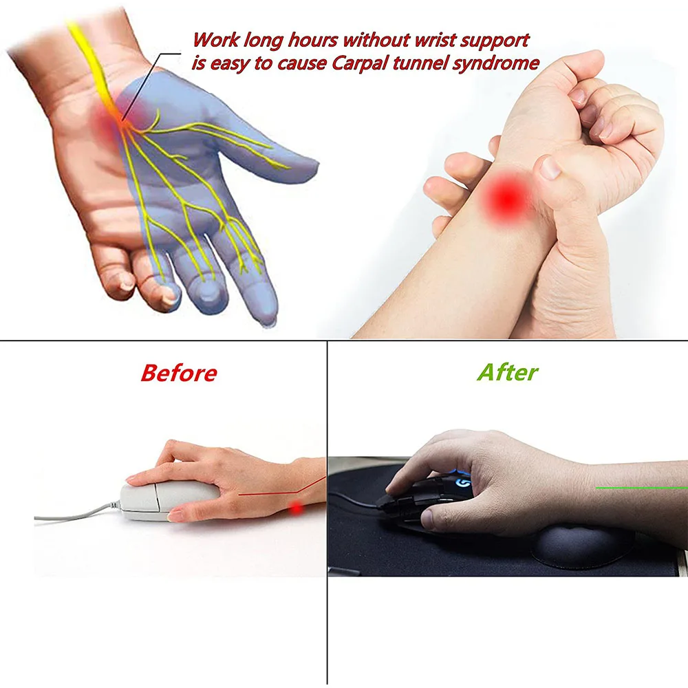 Brila-almofada Ergonômica do Descanso do Pulso do Rato Espuma da Memória Massageando Furos Design Suporte Antiderrapante Almofada para Trabalhar e Jogos - Imagem 5