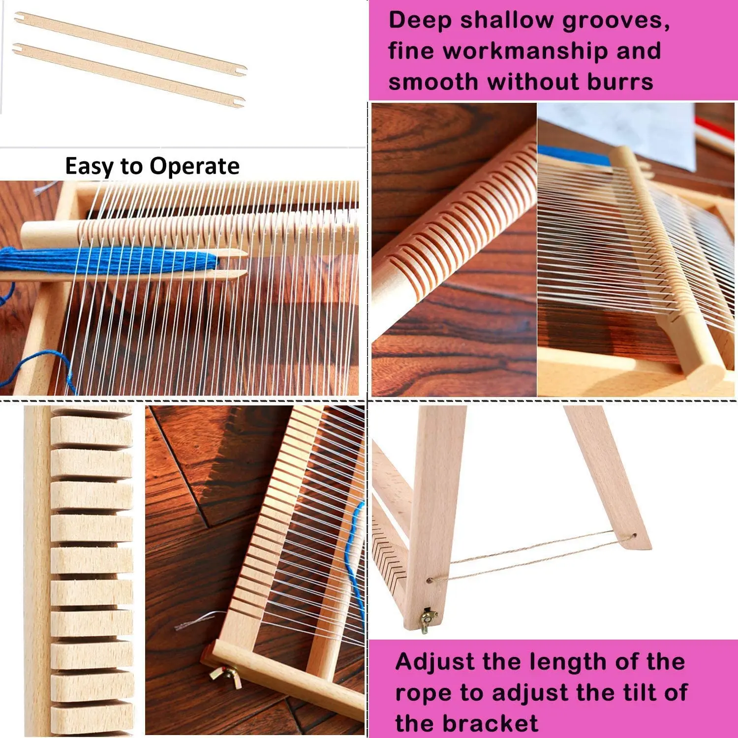 Weaving Loom with Stand Wooden Multi-Craft Weaving Loom Arts & Crafts, Extra-Large Frame, Develops Creativity Weaving Frame Loom