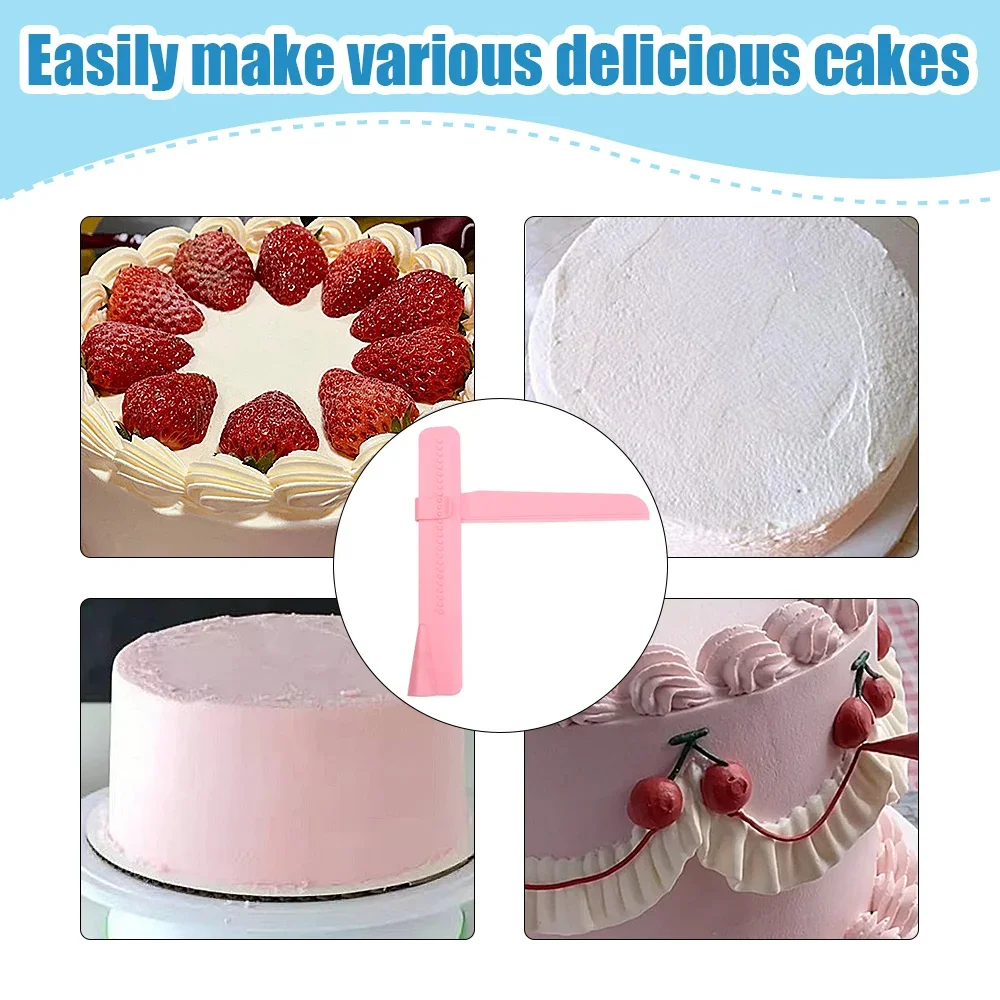 1/4Pcs Adjustable Screed Cake Scraper Fondant Spatula Cake Edge Smoother Cream Decorating Bakeware Tableware Kitchen Tool