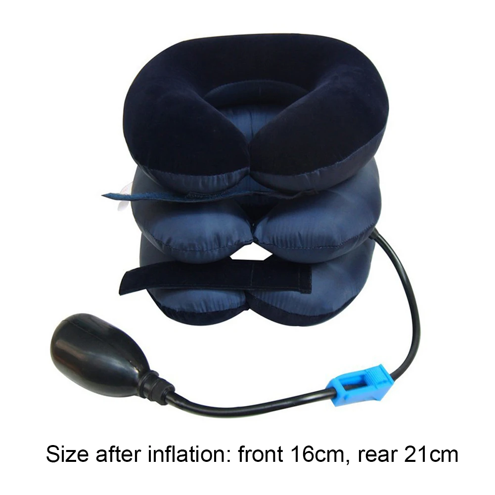 Inflatable Neck Pillow Relief Tractor Air Cervical Traction 3 Tubes Cervical Spine Massager Stress Relief for Home Office