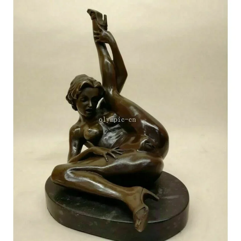 

9'' bronze modern art sculpture a nude erogenous women girl lady statue