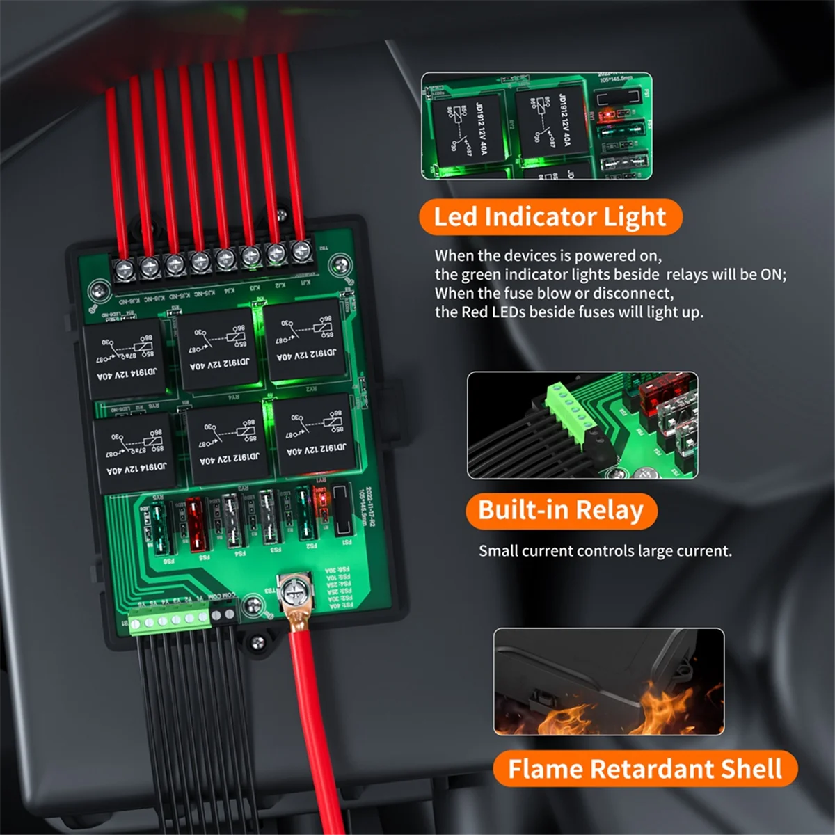 ABIY-New RB-R6F6-3 Car Relay Box Modified Socket Car Junction Box Fuse 12V Automotive Universal Fuse Panel