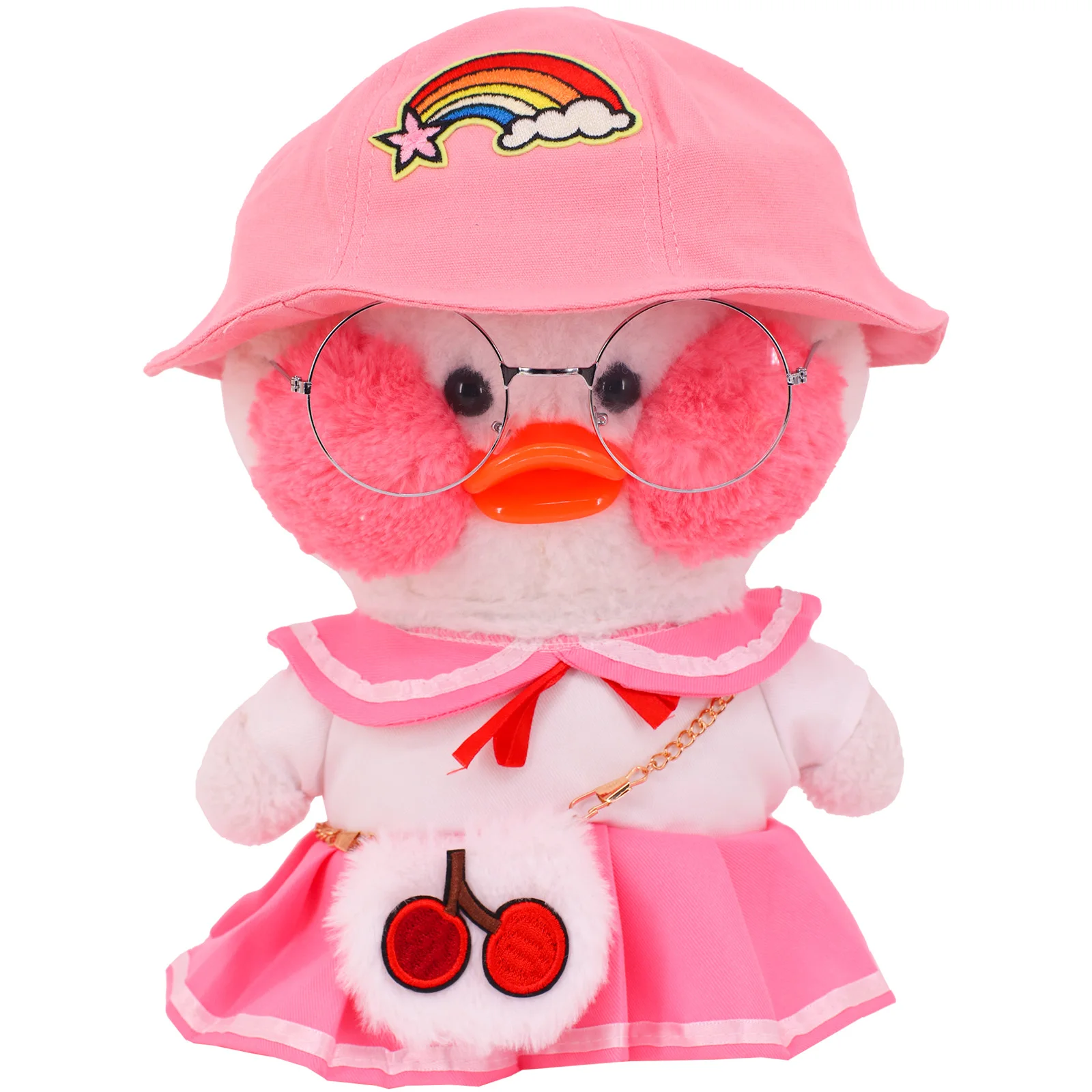 Doll Clothes 30Cm Lalafanfan Yellow Duck Plush Animal Clothes Pink Series Hoodie Sweater Uniforms Headdress Children Gifts