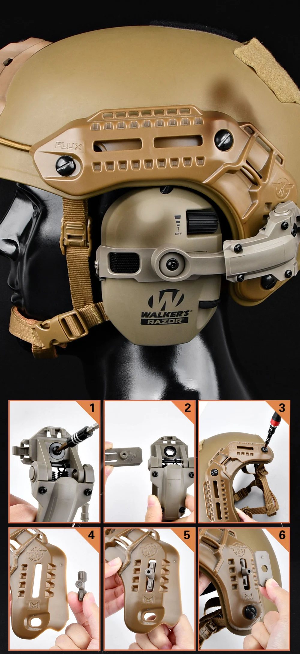 ARC Walker's Razor Headset Helmet Mount Bracket Adapter