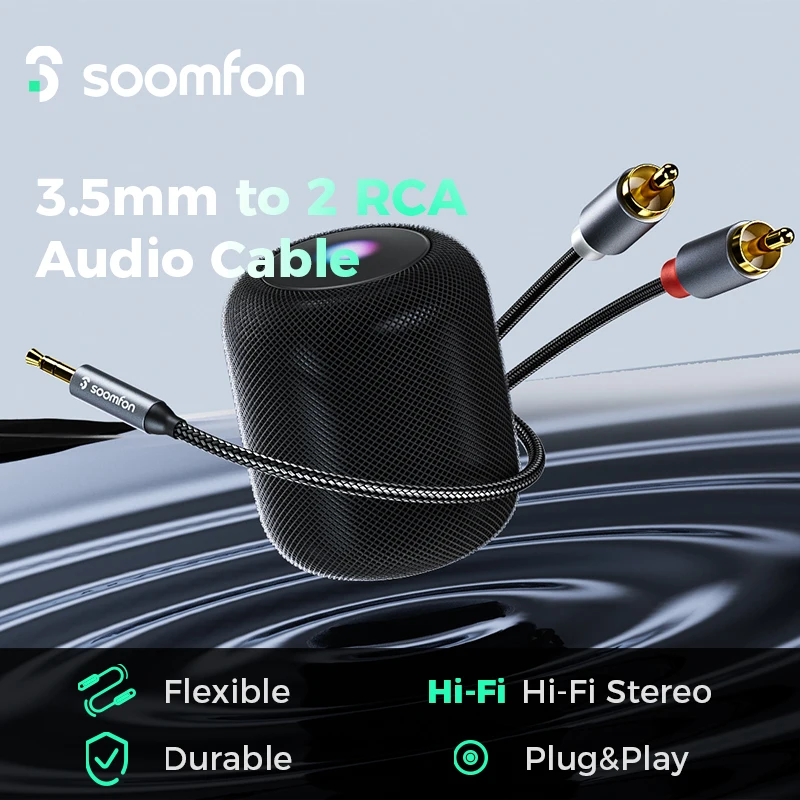 2M HiFi 스테레오 2 RCA 3.5mm 오디오 케이블 3.5mm 잭 2RCA 어댑터 분배기, DVD 앰프 TV PC 홈 시어터 스피커 와이어