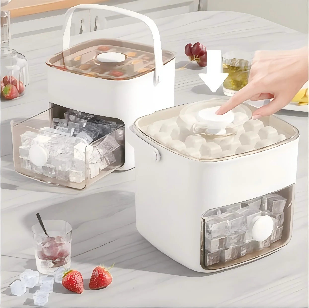 Ice makers 48 Grid ice cube maker Tray double layers Square Ice Cube Tray convenient ice cube shape Creative Ice Cube Mold Tools 5