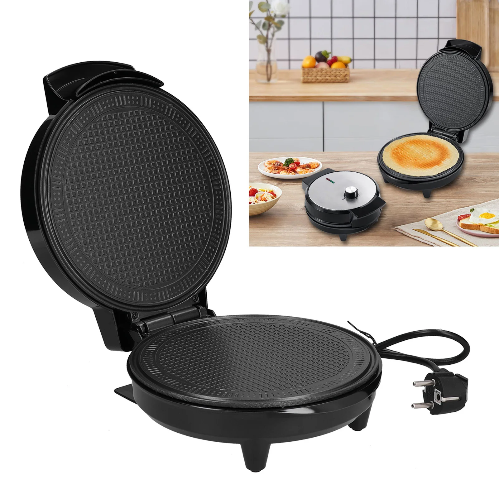 1000W Multifunction Electric Breakfast Maker Double Sided Heating Pancake Making Machine EU Plug 220-240V Kitchen Appliance