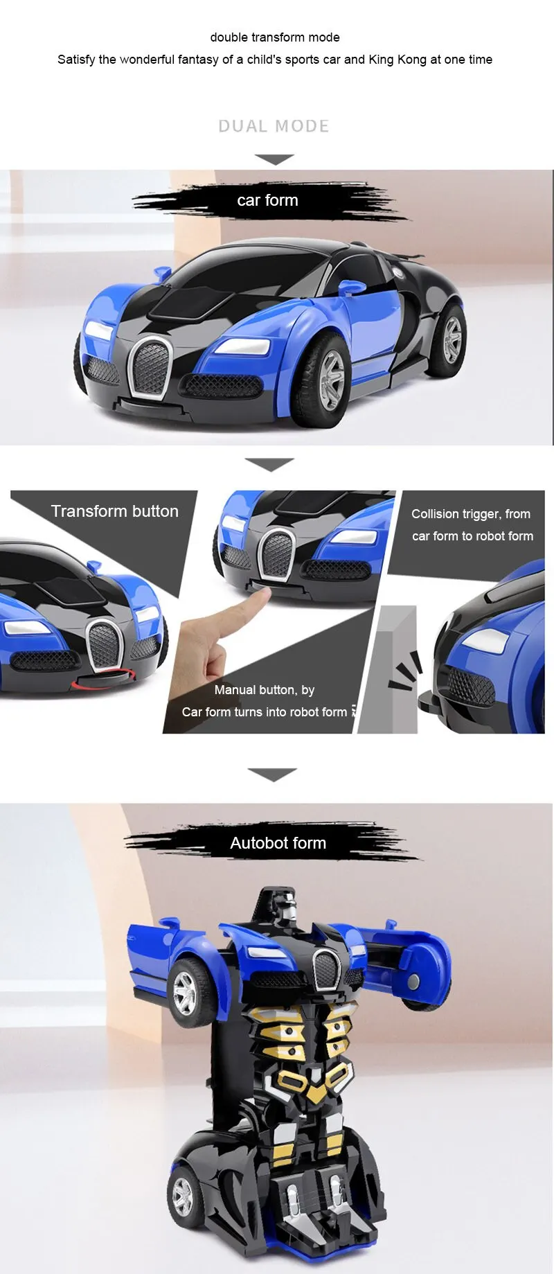 Jouet transformer robot Bugatti Chiron