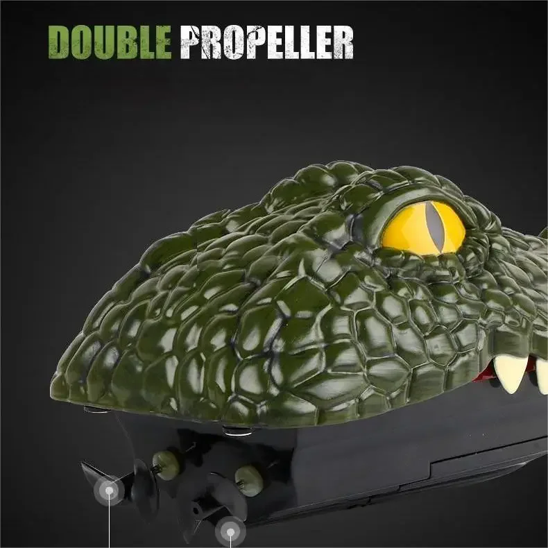 RC Crocodile Head Boat Remote Control High Speed Boat Kids Toys Boys Joke Alligator Decoy Pool Water River Game Spoof Party Gift 2