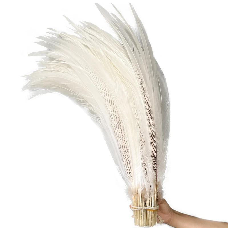 10-80CM/-32inch White Tail Silver Pheasant Feathers for Crafts DIY Plumes