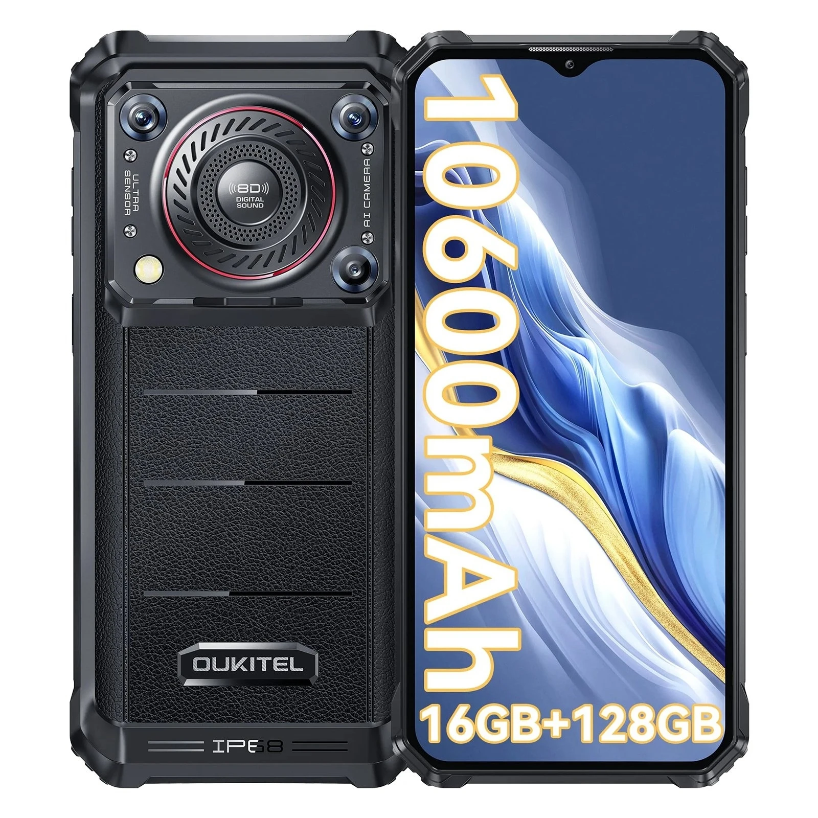 Oukitel WP36 Rugged Smartphone 10600mAh 6.52" HD+ Display 8GB 128GB Android 13 MediaTek MT8788 Octa Core 13MP Camera NFC 4G