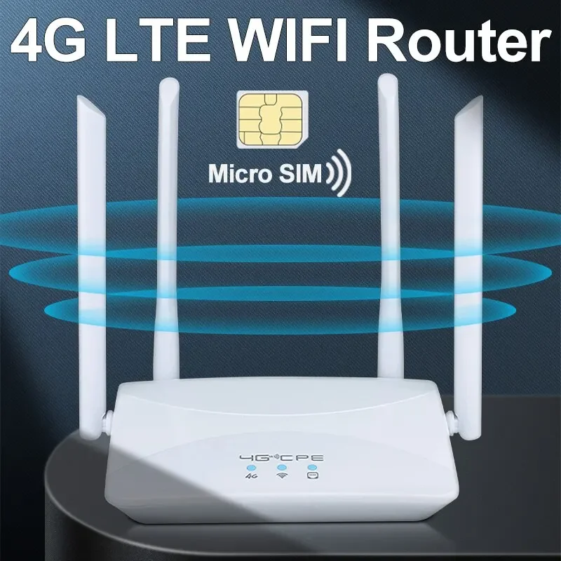

WiFi Router 4G LTE WIFI Extender Repeater 150Mbps 4 Antennas Power Signal Booster Intelligent Micro SIM Card for Home Office