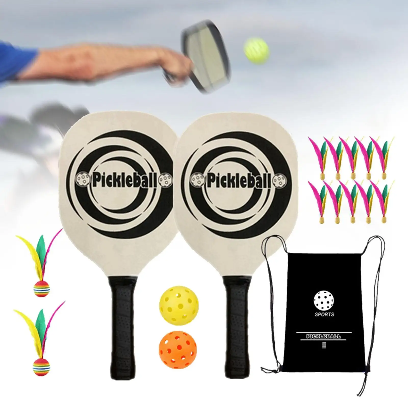Pickleball Racket Set with 2 Rackets 2 Balls Premium Smooth Surface Pickleball Racquets Rackets for Player Sports