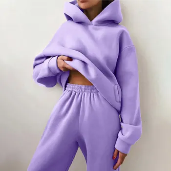 Two-Piece Oversized Tracksuit For WomenCasual Thickened Hoodie Pants Set Long Pant Sets Casual Hood Autumn Fashion 1