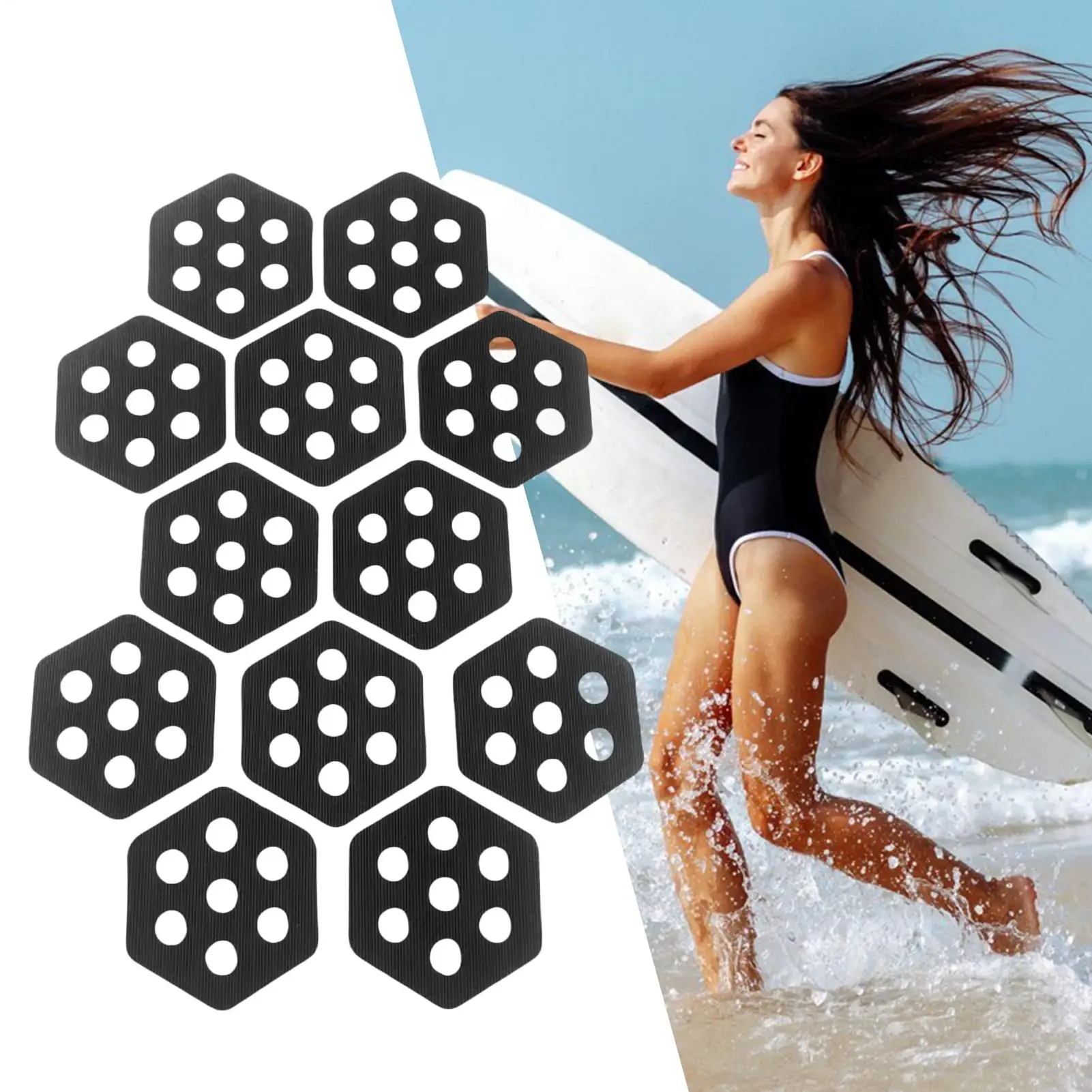 Traction Pad Surfboard Hexagon 12 Pieces Paddle Board Deck Pads Surfing Equipment For Fitness Beach Pool Summer Outdoor Kayaks