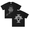 Cristiano Ronaldo Football Superstar Super Fashion Printed Short Sleeve T-shirt Distress American Women's Polyester Tops Tees 2