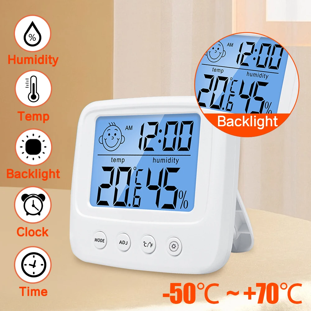 Thermometer Hygrometer LCD Digital Backlight Temperature Indoor Humidity Meter Sensor Electronic Weather Station Meter Room Baby