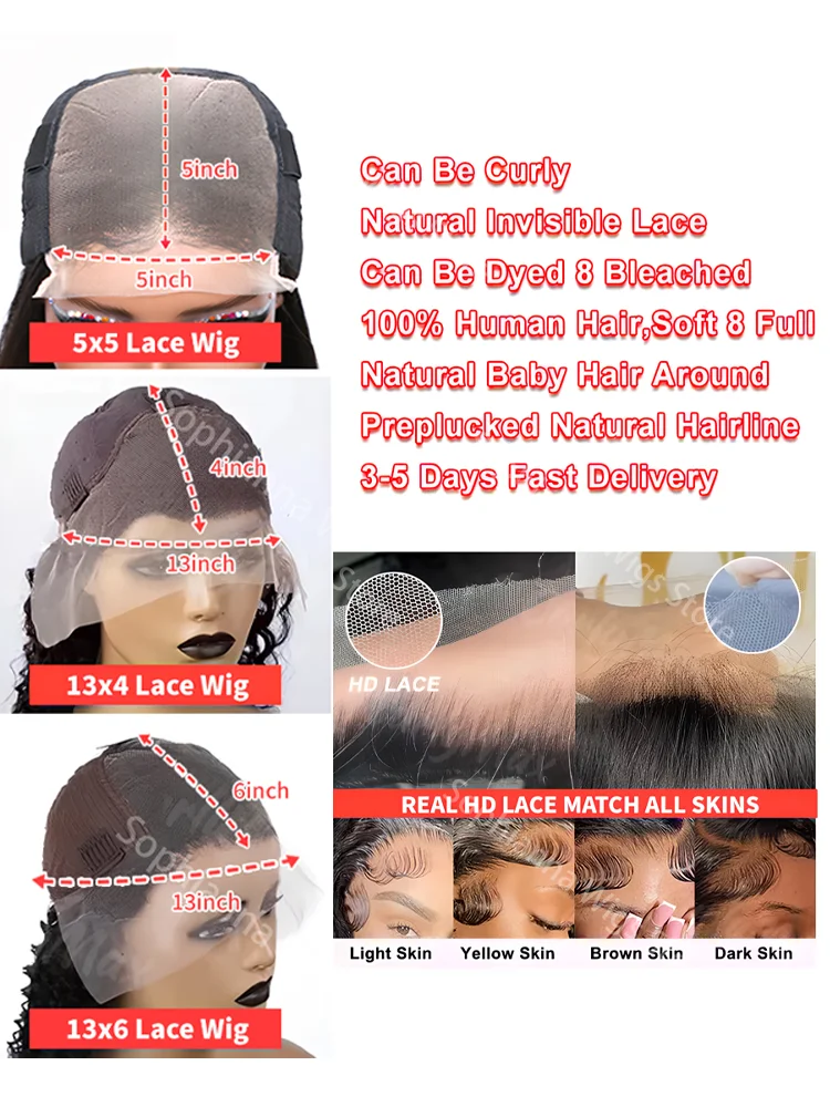 30 40 Inch 250 Density Body Wave 13x6 HD Transparent Lace Frontal Wig 13x4 Lace Front Human Hair Glueless 5x5 Lace Closure Wigs 6