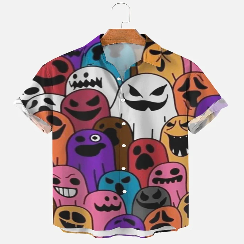 Cartoon Ghost Short Sleeve Shirt 3D All Over Printed Hawaiian Shirt for Men and Women Casual Shirt Unisex