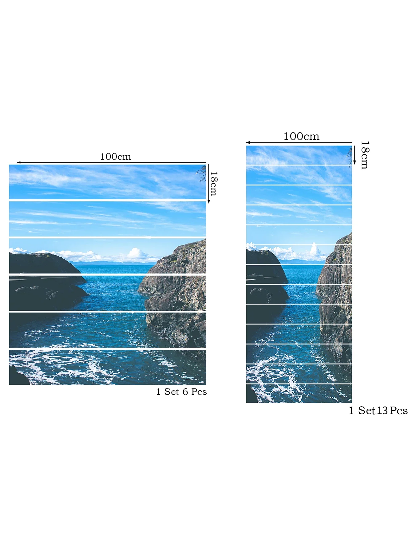 Sea Water Snow Mountain View Stair Sticker PVC Vinyl Decal Removable Self-adhesive Stair Treads Decoration Wallpaper Poster