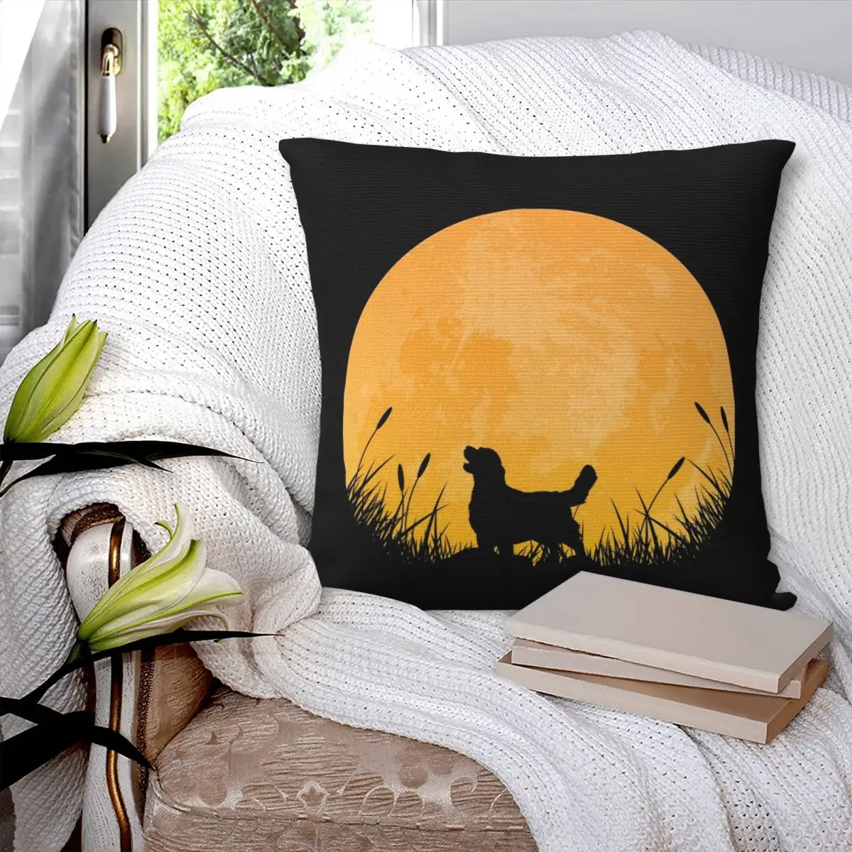 

Квадратная наволочка с изображением золотистого ретривера, собаки, любимой, для домашнего дивана