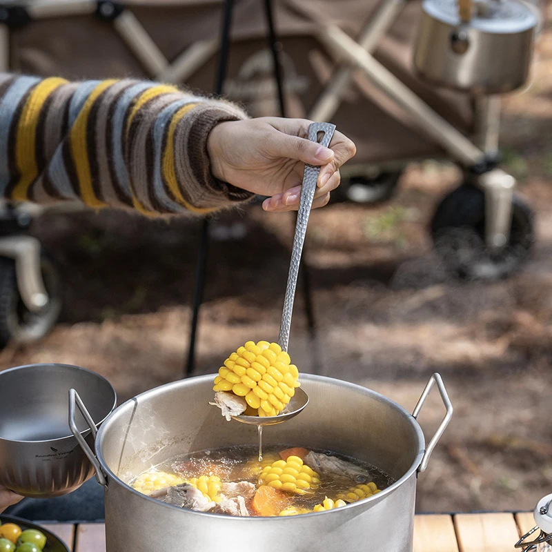 Boundless Voyage Long Handle Titanium Soup Ladle For Camping Cookware_voghion.com