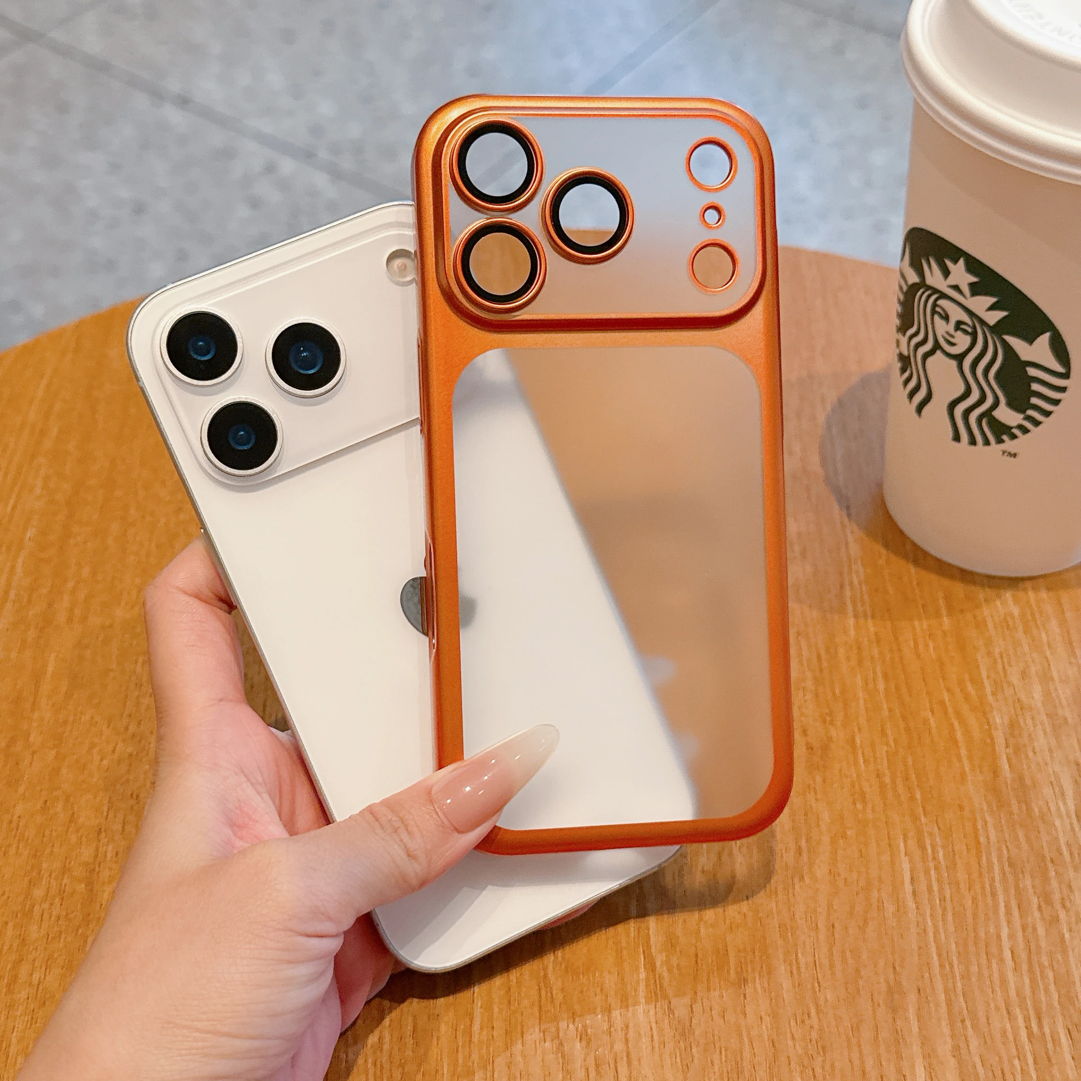Transparent iPhone 17 Case - Hard Clear Cover with Plating Frame  Lens Film Protection