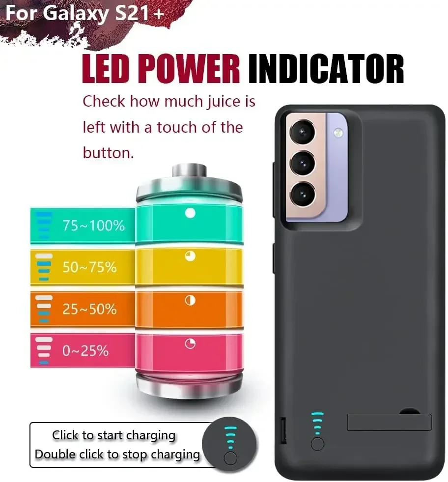 제이오웨이드 10000mAh 배터리 충전 케이스 (삼성 갤럭시 S21 플러스, S22 울트라 케이스, S22 울트라, S20 FE 파워 뱅크 폰 커버)
