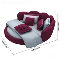 Lit double européen moderne pour adultes, lit rond italien de taille Queen, en tissu, meubles de luxe pour salon 6
